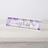Porte-nom Pour Bureau Marbre pourpre et argent Personnalisez le nom du b (Devant)