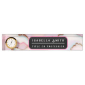 Porte-nom Pour Bureau Marbre rose clair Agate Collection moderne (Devant)