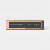 Porte-nom Pour Bureau Marbre rose moderne élégant noir (Devant)