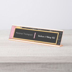 Porte-nom Pour Bureau Marbre rose moderne élégant noir