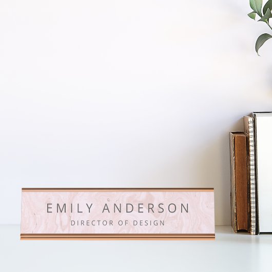Porte-nom Pour Bureau Marbre rose moderne personnalisé