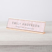 Porte-nom Pour Bureau Marbre rose moderne personnalisé (Devant)