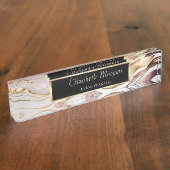 Porte-nom Pour Bureau Marbre rose or Cool tendance (Taille)