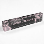 Porte-nom Pour Bureau Marbre rose sur noir
