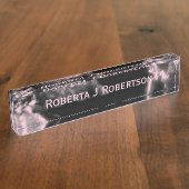 Porte-nom Pour Bureau Marbre rose sur noir (Taille)