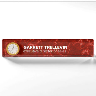 Porte-nom Pour Bureau Marbre rouge aux veines blanches