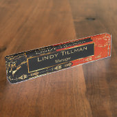 Porte-nom Pour Bureau Marbre rouge, noir et or (Taille)