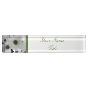 Porte-nom Pour Bureau Marguerite faite sur commande de fleurs blanches