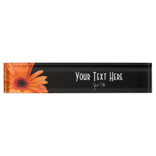 Porte-nom Pour Bureau Marguerite noire et orange chique de Gerbera