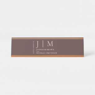 Porte-nom Pour Bureau Mariage de Table Élégant Formel Marron Chocolat