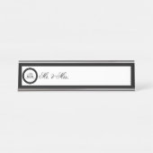 Porte-nom Pour Bureau Mariage Rose noir Calligraphie (Devant)