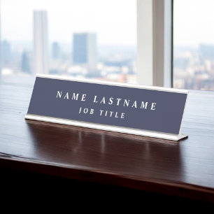 Porte-nom Pour Bureau Marine Bleu Blanc Moderne Élégant Classe professio