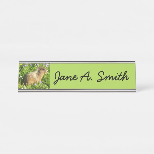 Porte-nom Pour Bureau Marmot dans le Mont Rainier Fleurs sauvages (Devant)