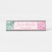 Porte-nom Pour Bureau Marque Rose Pailleté Gras (Devant)