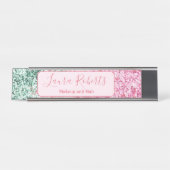 Porte-nom Pour Bureau Marque Rose Pailleté Gras (Devant)