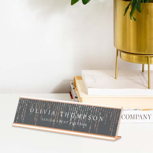 Porte-nom Pour Bureau Marquee d'or rose