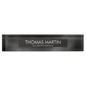 Porte-nom Pour Bureau Masculine Black Leather Office Desk Name (Devant)