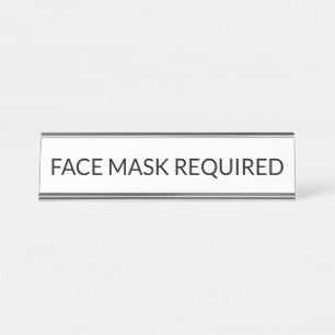 Porte-nom Pour Bureau Masque Visage requis noir et blanc élégant