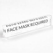Porte-nom Pour Bureau Masque visage Requis noir et blanc simple