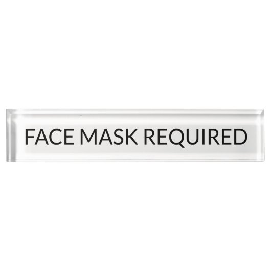 Porte-nom Pour Bureau Masque visage Requis noir et blanc simple (Devant)