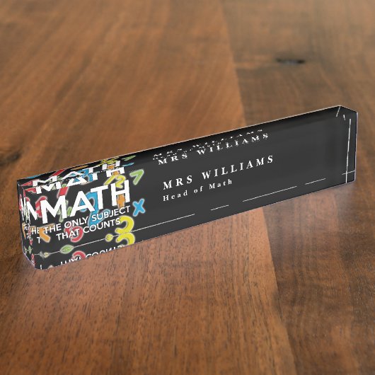 PORTE-NOM POUR BUREAU MATH THE ONLY SUBJECT THAT COUNTS (Taille)