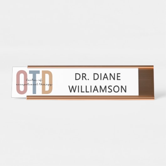 Porte-nom Pour Bureau Médecin de l'ergothérapie sur mesure (Devant)