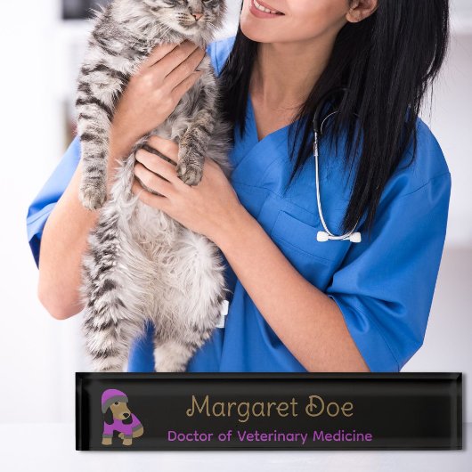 Porte-nom Pour Bureau Médecin vétérinaire chiot