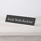 Porte-nom Pour Bureau Médias sociaux Rockstar, (Devant)