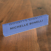 Porte-nom Pour Bureau Medium Blue Minimalist Plain Legible Modern (Taille)