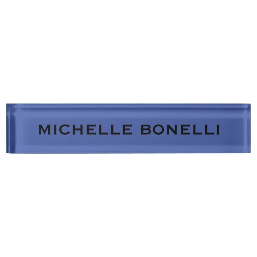 Porte-nom Pour Bureau Medium Blue Minimalist Plain Legible Modern (Devant)