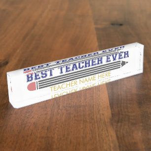 Porte-nom Pour Bureau Meilleur enseignant personnalisé jamais - Cadeau C