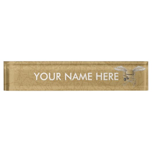 Porte-nom Pour Bureau Mélangeur en béton beige (Devant)