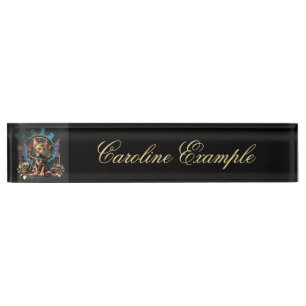Porte-nom Pour Bureau Merveilleux imaginaire steampunk chat.