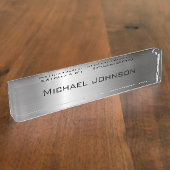 Porte-nom Pour Bureau Métal argenté personnalisé (Taille)