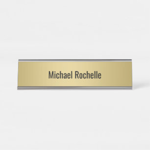 Porte-nom Pour Bureau Métal élégant simple Sheen d'or personnalisé
