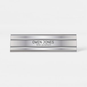 Porte-nom Pour Bureau Métal gris lisse