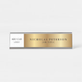 Porte-nom Pour Bureau Metallic Gold Professional Executive Company Logo (Devant)