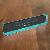 Porte-nom Pour Bureau Metallic Turquoise Classy Executive Business Cadea (Taille)