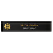 Porte-nom Pour Bureau Métallurgique Gold & Black Business Logo Executive (Devant)