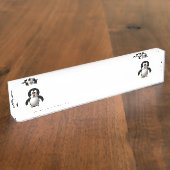 Porte-nom Pour Bureau Mignon look 3-D Perky Pingouin (Taille)