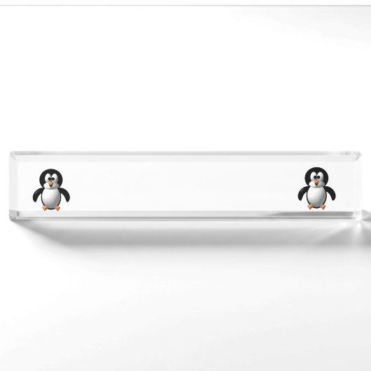 Porte-nom Pour Bureau Mignon look 3-D Perky Pingouin (Devant)