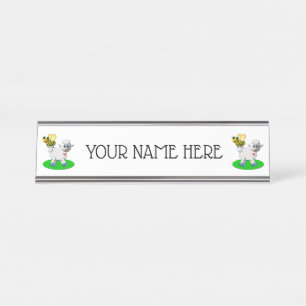 Porte-nom Pour Bureau Mignonne abeille et agneau en 3D