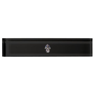 Porte-nom Pour Bureau Mignonne Chien de taureau français portant un casq