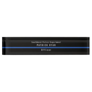 Porte-nom Pour Bureau Mince Ligne bleue Police Monogramme moderne