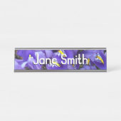 Porte-nom Pour Bureau Miniature Bleu Irises Printemps Floral (Devant)