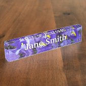 Porte-nom Pour Bureau Miniature Bleu Irises Printemps Floral (Taille)