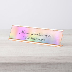 Porte-nom Pour Bureau Minimalisme Personnalisé Élégant Holographique