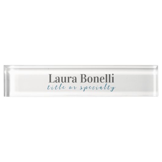Porte-nom Pour Bureau Minimalist Professional Modern Plain Name Title (Devant)