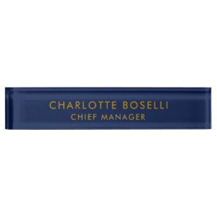 Porte-nom Pour Bureau Minimaliste Classique Professionnel Couleur Bleu O