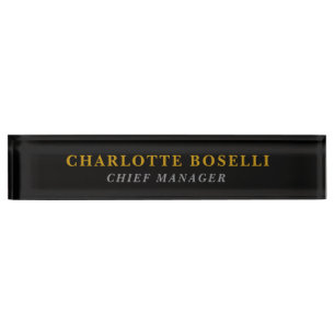 Porte-nom Pour Bureau Minimaliste Classique Professionnel Couleur Noir O